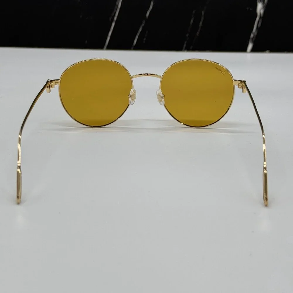 NEW CARTIER CT0249S 004 UNISEX GOLD ROUND SUNGLASSES CARTIER CT0249S - Picture 7 of 11